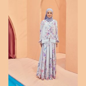 Vêtements islamiques musulmans de Malaisie, ensemble Abaya brillant, Baju Kurung SIPO, mode Eid, ensemble coordonné 2 pièces en satin de soie - Product Image 1