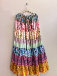 Falda de Gasa Estampada con Cintura Elástica y Volantes para Mujer, Estilo Bohemio, Diseño Paisley, Corte en A, para Verano - Product Image 4