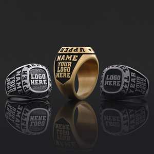 Bague d'université BOJ MCollege 004 personnalisée en argent avec diamant, bague de diplôme unisexe, certifiée GIA, micro-prix bas - Product Image 1