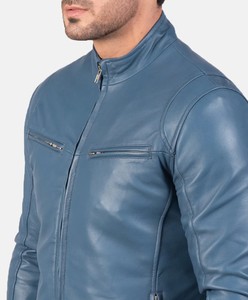 Veste en cuir véritable pour homme, coupe-vent, style motard, vintage, streetwear, mode, fabrication OEM ODM, étiquette privée - Product Image 5