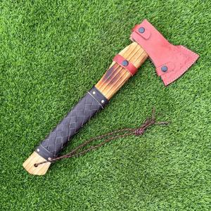 Hacha Vikinga de Acero Industrial de Alto Carbono Forjada a Mano, Mango de Madera de Fresno Personalizado OEM, Hacha con Barba, Funda de Cuero, para Camping y Bushcraft - Product Image 6
