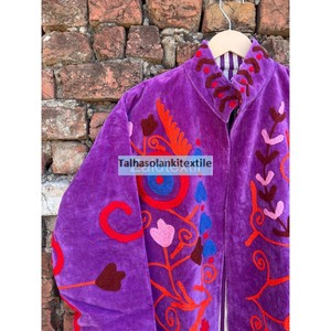 Purple Embroidered Velvet Jacket Handmade Suzani Jacket <b>Coat</b> Boho Chic Jacket Inside Cotton Lining Short Women's <b>Coat</b> - Product Image 3
