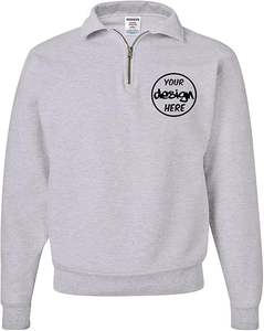 Sweat-shirts à fermeture éclair 1/4 en coton 100% avec logo brodé personnalisé - Écologiques et respirants - Product Image 5