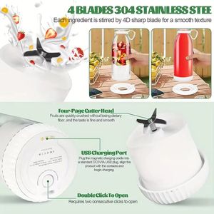 Frullatore Elettrico Portatile da 350ml, Mini Mixer per Frutta Ricaricabile USB, Macchina Multifunzione per Succhi - Product Image 3