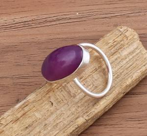 Anillo de Plata de Ley 925 con Engaste de Bisel de Jade Lavanda Natural, Hecho a Mano, para Mujer, Piedra de Nacimiento de Febrero - Product Image 2