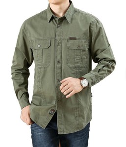 Camiseta Casual de Manga Larga, 100% Algodón Tejido, Lisa, Antiarrugas, Transpirable, Talla Grande, para Otoño - Product Image 4