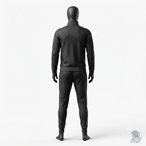 Breathable Regular Fit Men's Solid Color Tracksuit Set Full Zipper Stand Collar Casual Autumn Wear Polyester Cotton Side Pocket - Product Image 3