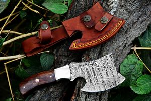 Cuchillo utilitario estilo hacha hecho a mano con hoja de acero estampado y mango de madera, proveedor mayorista OEM ODM para uso en cocina - Product Image 4