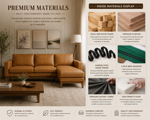 Sofá Seccional Clásico de Cuero Genuino con Chaise Longue y Otomana para Sala de Estar de Hotel, Muebles de Lujo para el Hogar - Product Image 4