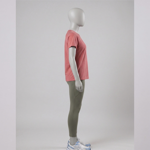 Ensemble de vêtements de sport pour femmes, haut court, legging coupe classique, 2 pièces, tissu polyester/coton, séchage rapide, fermeture éclair vintage - Product Image 2