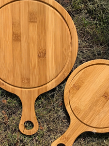 High Quality Eco Friendly Bamboo Pizza Tray Round Wooden Pizza Serving <b>Platter</b> for Kitchen Restaurant Custom Size OEM ODM - Product Image 6