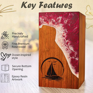 Traditional Wooden Funeral Urn for Adults Handmade Wooden Urn with Floral Carving by AYAANS - Product Image 4