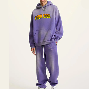 Conjunto Deportivo Personalizado Estilo Streetwear, Lavado Ácido, Vintage, Sudadera con Parches y Pantalones Deportivos para Hombre - Product Image 4