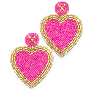 Pendientes de fiesta de boda con bordado a mano de cuentas de semillas de diseño, pendientes de joyería llamativos bordados con cuentas de semillas tribales coloridas - Product Image 1