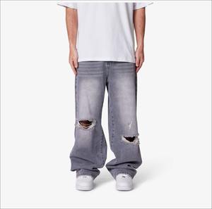 Manufacturer Direct Men's Wholesale Breathable Casual Dark Straight Solid Denim Jeans Embroidery for Summer Autumn Winter - Product Image 3