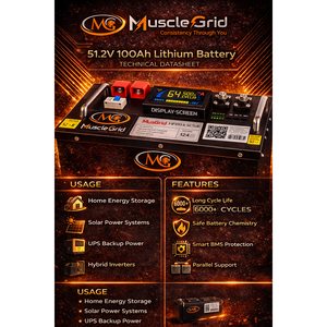 Batterie intelligente LiFePO4 Thunder Pro 51,2 V 100 Ah, conception robuste, écran d'affichage, équilibrage actif, LFP liquide 48 V nominal - Product Image 5