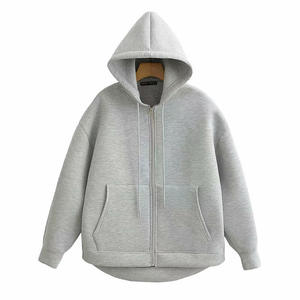 Men's <b>Black</b> Hooded Zip-Up <b>Sweatshirt</b> Regular Fit Casual 100% Cotton Fleece Breathable Solid Long Sleeve Autumn Wear - Product Image 3