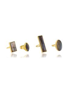 Anillo de Labradorita Chapado en Oro, Anillo Geométrico con Piedras Preciosas, Anillo Rectangular, Ovalado, en Forma de Pera, Joyería Minimalista, Regalo para Ella - Product Image 6