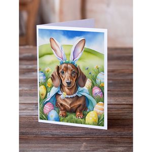 Whimsical Dachshund <b>Easter</b> Egg Hunt A7 Greeting <b>Cards</b> <b>Pack</b> of 8 Blank Note <b>Cards</b> with Envelopes 5x7 Size - Product Image 2