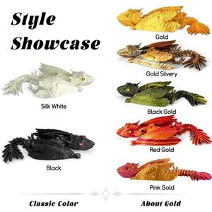 Dragón Wyvern con Plumas Impreso en 3D, Dragón Articulado con Alas para Fidget Cube y Mascota de Escritorio para un Reino Encantador - Product Image 1