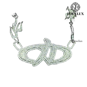 Export Quality <b>Statement</b> <b>Necklace</b> Moissanite Letter Design 925 Silver Rhodium Plated Luxury Party Jewelry Unisex From India - Product Image 1