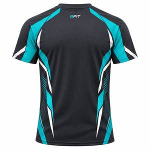 Camiseta Deportiva Bfit para Hombre, de Manga Corta, Secado Rápido, con Bloques de Color Azul y Amarillo, Cuello Redondo, Tejido de Poliéster, Corte Regular - Product Image 2