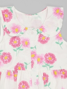 Vestido actualizado con estampado floral, corte ajustado y vuelo, cuello redondo, sin mangas, largo hasta la rodilla con bajo acampanado, 100% algodón 2026 - Product Image 2