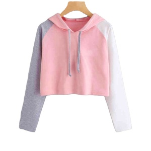 Fitness apparel Hot Sale crop <b>Top</b> Cotton Fleece <b>Sweat</b> wear Women's Hoodies With Drawstring - Product Image 1