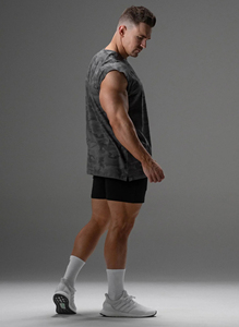 T-shirt de sport à épaules tombantes, coupe ample, ourlet droit, fentes latérales, mélange coton et élasthanne, col rond - Product Image 5