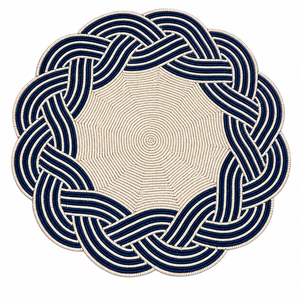 Elegant Beaded Round <b>Placemat</b> | <b>Navy</b> Braided Design Table Mat for Dining Kitchen Home Decor Handmade Table Setting Accessory Set - Product Image 1