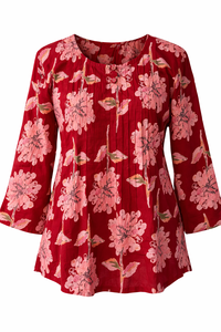 Blusa Floral Bordada Estampada de Cuello Cuadrado con Botones Delanteros para Mujer, Casual de Verano, Manga Tres Cuartos, Gasa, Estilo Bohemio, Ligera y Elegante - Product Image 5