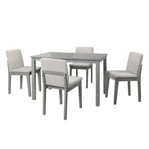 Set da Pranzo 5 Pezzi Finitura Grigia con 4 Sedie in Tessuto Beige e Tavolo da Pranzo, Arredamento per Cucina e Colazione di Rubberwo - Product Image 2