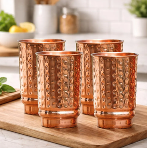 Verre à cocktail haut en cuivre massif martelé artisanal, style vintage, avec paille métallique assortie - Product Image 6