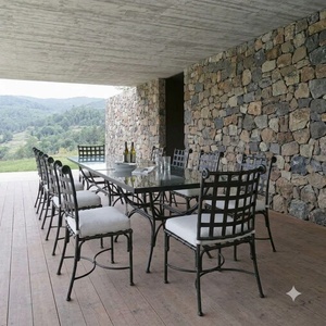 Ensemble de meubles d'extérieur en fer forgé mosaïque méditerranéenne, table et chaises de patio en métal écologique pour 8 personnes - Product Image 3
