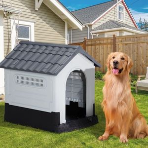 33-Inch Large Plastic Insulated Pet House with Elevated Floor Indoor Outdoor Doghouse with Air Vents & Water Resistant Features - Product Image 2