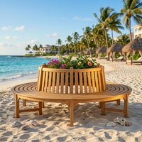 MUEBLES DE JARDÍN DE MADERA DE TECO PARA EXTERIOR, HECHOS EN INDONESIA, BANCO REDONDO PARA ÁRBOLES WT011