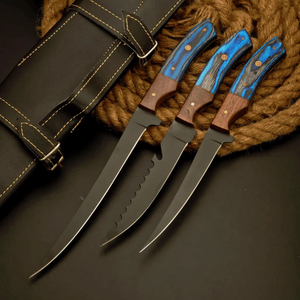 Premium Handcrafted 67-Layer Damascus Steel Fillet <b>Knife</b> Blue Wood Resin Handle Silver Finish Outdoor Survival Custom <b>Knife</b> - Product Image 1