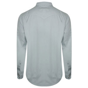 Chemise en jean légère et douce en mélange de coton pour hommes, avec logo personnalisé sur le devant, production en gros, ajustable, séchage rapide, OEM - Product Image 5