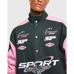 Wholesale OEM 100% Cotton Custom Embroidery Patch Plus Size Men's <b>Vintage</b> <b>F1</b> Racing Motorcycle NASCAR Riding <b>Jacket</b> Stand - Product Image 4