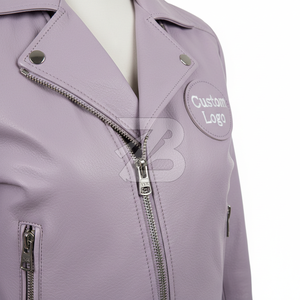 <b>Women</b> Genuine Leather Moto <b>Jacket</b> Custom Logo OEM ODM Wholesale Minimalist Biker Outerwear <b>Women's</b> <b>Jackets</b> - Product Image 4