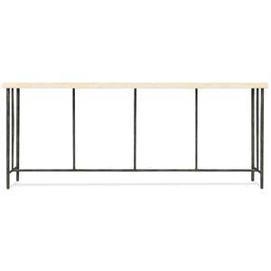 Console de salon extra longue au design moderne, plateau aspect travertin crème avec pieds en métal noir, design minimaliste - Product Image 3