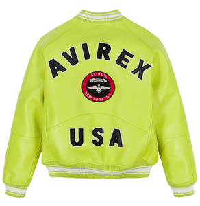 Chaquetas de Cuero Avirex Personalizadas de Alta Calidad para Hombre, Chaqueta de Cuero Avirex Color Amarillo Cordero al por Mayor - Product Image 2