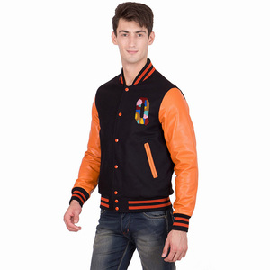 Casual Wear Men's Varsity <b>Jacket</b> Black Color And <b>Leather</b> Sleeve Chenille Embroidery Logo Comfortable Baseball Varsity <b>Jacket</b> - Product Image 5