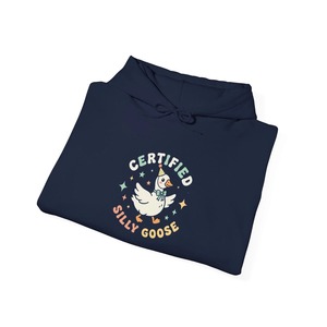 Sudadera con capucha estampada Certified Silly Goose, sudadera informal de algodón y forro polar unisex, ropa de otoño - Product Image 3