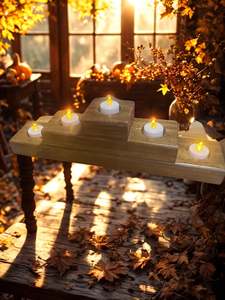Portavelas de Madera Hecho a Mano para 5 Velas, Centro de Mesa Rústico Estilo Granja - Product Image 6