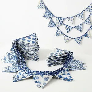 Guirnalda Decorativa de Tela de Algodón Hecha a Mano, Longitud Personalizada, Estampado en Bloques, Bandera Ecológica para Fiestas, Nueva Llegada - Product Image 1