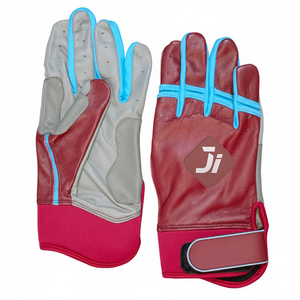 Gants de frappe professionnels à manchette courte, plusieurs couleurs disponibles, tailles adulte et junior, en cuir, pour le baseball. - Product Image 1