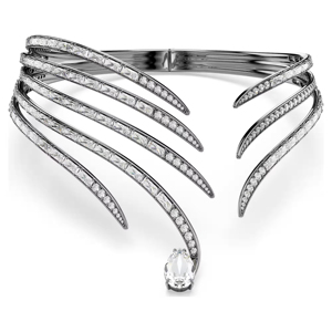 Women Rhodium Plated Alloy <b>Cuff</b> <b>Earrings</b> With Pear Cut Diamond Channel Setting Classic Wedding Jewelry - Product Image 1
