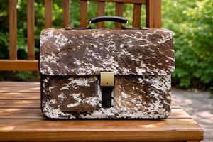 Leather Hair On <b>Laptop</b> Bag Hairon Cowhide Messenger Office Briefcase Business Travel Shoulder Bag LHLB-0008 - Product Image 3