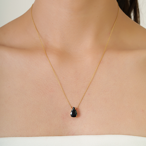 Explore Handmade 12x7.5 mm Pear Shape Black Diamond Solitaire <b>Pendant</b> Necklace Stackable Everyday Wear K14 Yellow <b>Gold</b> Jewelry - Product Image 4